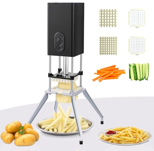 Cortador eléctrico de patatas fritas, cortador vertical comercial con hoja de 1/2 y 3/8 pulgadas, cortador eléctrico profesional de patatas fritas para el hogar, patatas fritas automáticas
