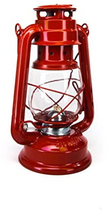 Campfrei Petroleumlampe 30 cm Rot Pulverbeschichtet, Glas, Sturmlaterne, Camping