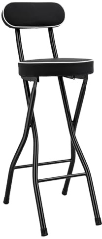aefxNika Juego de 2 taburetes plegables con respaldo, altura del asiento de 65 cm, trona plegable, taburete estable para mostrador y cocina, capacidad de carga 125 kg