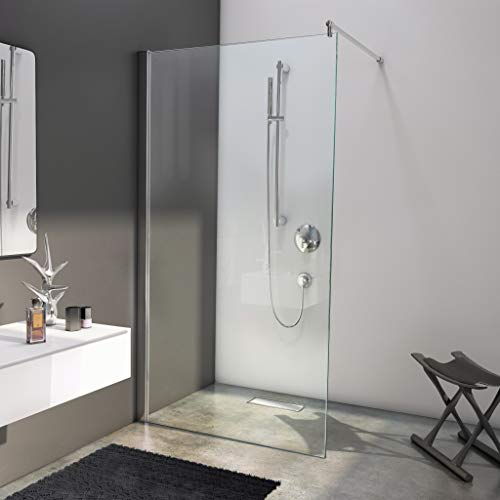 BIJON Duschwand Glas 90 x 200 cm Duschabtrennung Glas 8 mm ESG Duschtrennwand, Duschglaswand, Glaswand-Dusche Walk-in Dusche, Glastrennwand, Nano - Lotuseffekt, M1