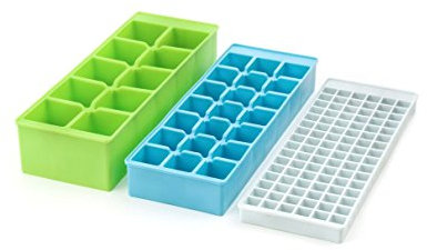 Kikkerland Stapelbares Eiswürfel-Set, 3 Stück, klein/mittel/groß, mehrfarbig