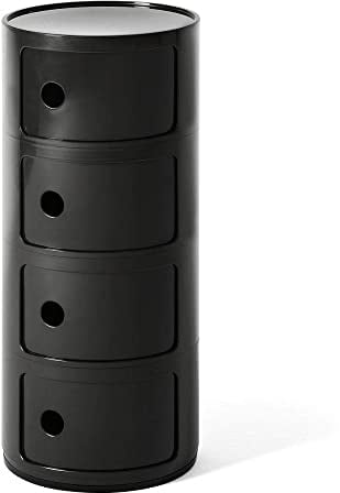 Kartell Componibili, 4 Elements, Schwarz, Runde Basis