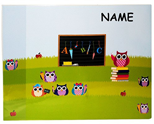 alles-meine.de GmbH Schreibtischunterlage - Eulen & Schule - incl. Name - 50 cm * 39 cm - Unterlage/Knetunterlage/Tischunterlage - Kinder/Eule Schultüte Schulanfang - T..