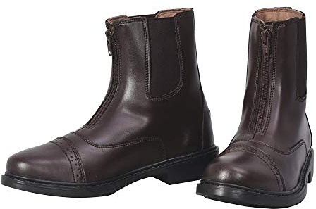TuffRider Women's Starter Front Zip Paddock Boots with free Socks | Durable, Easy to Clean Water-Resistant Horse Riding Boots - Mocha -8