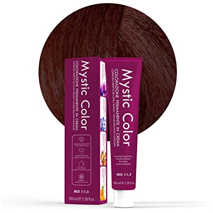 Mystic Color, Tinte para el Cabello, Fórmula Enriquecida con Aceite de Argán y Caléndula, Coloración Permanente en Crema de Larga Duración, Castaño Cobrizo Claro 5.4, 100 ml