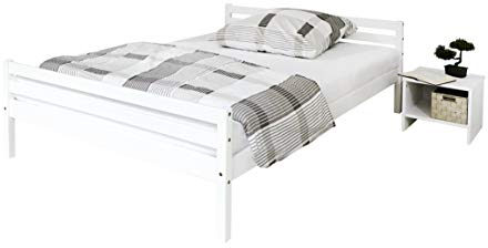 TiCAA Einzelbett Gästebett, Funktionsbett für Schlafzimmer, Kinderzimmer Kiefer massivholz Bettgestell 140 x 200