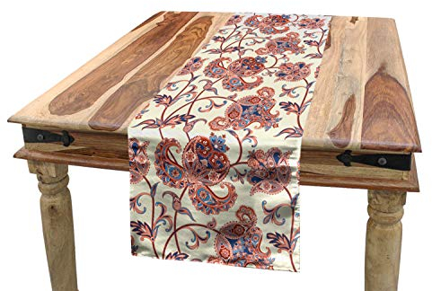 ABAKUHAUS traditionell Tischläufer, Paisley Boho, Esszimmer Küche Rechteckiger Dekorativer Tischläufer, 40 x 180 cm, Braun Blau