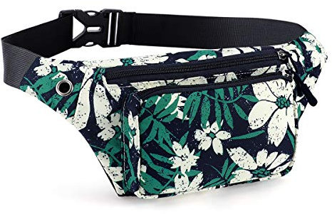 HAWEE Sac Banane Sport Sac de Taille de Voyage Sac Ceinture de Course Unisexe Léger Multicolore Sac de Course avec Ceinture Réglable et Prise Casque pour Homme Femme Sport Randonnée Jogging Vélo