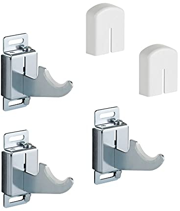 MB Soporte de pared para radiadores de aluminio con ajuste vertical y horizontal y capacidad de carga de hasta 100 kg. Incluye cubiertas, tornillos y tacos - 3 piezas.