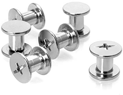 QWORK® Rivetti a Vite , Borchie a vite , Rilegatura a Vite , Rivetti Bottoni per Artigianato Cuoio DIY per Album , borse libri , vestiti , stivali , in Acciaio , 100 Sets , M5x6mm