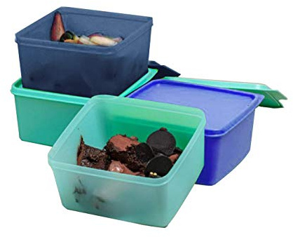 Tupperware Contenedor cuadrado del refrigerador Keep Tab 1.2L 4 PC (el color puede variar)