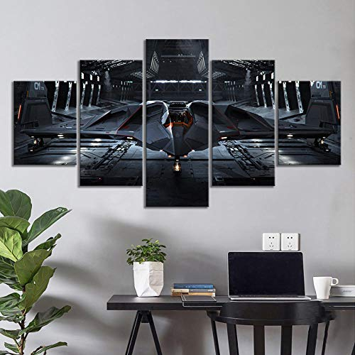 104Tdfc Bilder 5 Teilig leinWandbilder Raumschiff Star Citizen Game Rahmenlos leinwanddrucke 5 stück wandkunst Leinwand Bilder XXL Wohnzimmer Wohnkultur 150X80Cm Kreatives
