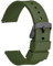 WOCCI 19mm Silicone Watch Strap, Quick Release Rubber Replacement Band with Black Stainless Steel Buckle (Military Green)