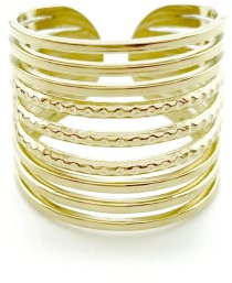 Paloma Bijoux Bague multirangs en acier inoxydable 316L - Bijoux tendance pour femme (Acier doré 18K)