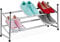 Relaxdays Schuhregal ausziehbar, 2 Ebenen, 10 Paar Schuhe, Metall & Kunststoff, H x B x T: 36 x 63-115 x 23 cm, Silber, Eisen, 36 x 115 x 23 cm