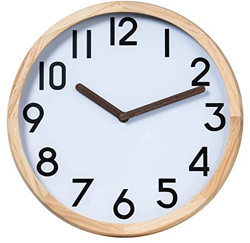 UBERDECO Orologio da parete con telaio in legno da 30,5 cm con coperchio piatto in vetro