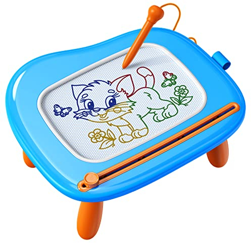 KOKODI Spielzeug ab 1 2 Jahr, Magnetische Zeichentafel Schreibtafel für Kinder, Montessori Spielzeug ab 1 2 3 Jahre alte Babyjungen Mädchen Geburtstag Ostern Geschenke, Blau