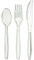 eMKay Set di 150 posate in plastica trasparente resistente riutilizzabile [50 cucchiai, forchette, coltelli] perfetto per feste di compleanno, buffet, picnic, campeggio, trasparente (eMKay-150-CCS)
