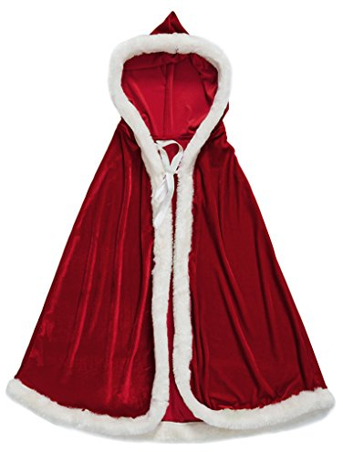 NICEYEA Santa Claus Umhang Weihnachtsmantel mit Kapuze Rotes Cape Weihnachtsmann Samt Kapuzenmantel Cosplay Party Rot Samt Mantel Roter Umhang Weihnachts-Kostüm für Damen