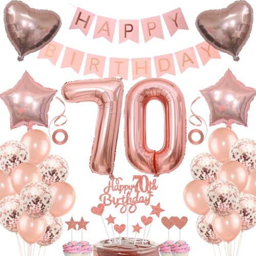 Deko 70. Geburtstag frau Tortendeko 70 Geburtstag frauen Deko Geschenk für 70. Geburtstag frau Rosegold Geburtstag 70 frauen 70 jahre Geburtstag deko Ballon 70 Geburtstag 70 jahre frau