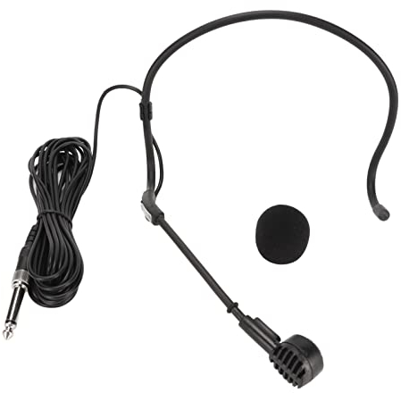Microfono con Cuffia Professionale, Microfono Dinamico Ergonomico con Curvetta da 6,35 Mm, Microfono Omnidirezionale Cablato da 16,4 Piedi, per Amplificatori Altoparlanti Karaoke