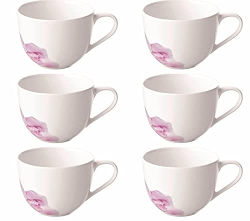Villeroy & Boch Rose Garden Kaffeetassen 6er Set, 160 ml, Tassen mit Blumendekor, Premium Porzellan, Floral