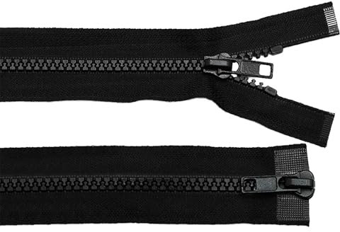 1 Reißverschluss 2-Wege 5mm 85 cm teilbar Autolock Doppelzipper Farbwahl, Farbe:schwarz