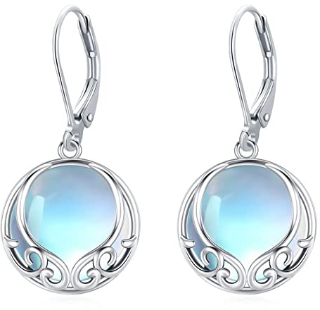 Eusense Boucles d'oreilles pierres de lune Argent 925 Boucles d'oreilles pendantes pierres de lune Bijoux Cadeaux pour Maman Femmes