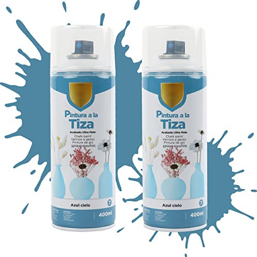 Etrexonline Pintura en Spray Ultra Mate a la Tiza, Chalk Paint Spray, Ideal para Metal,Madera y Cerámica, Acabado de Estilo Vintage - Colores Azul Cielo (400ml, 2 Unidades)