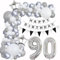 Luftballons Girlande 90 Geburtstag Deko Frauen Mann Luftballons Silber grau Weiß deko 90. Geburtstag Frau Männer 90 Jahre Geburtstagdeko Silber Happy 90 Birthday Girlande Ballons Deko Weiß silber