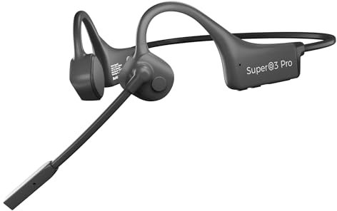 YouthWhisper Bone Conduction Headphones with Boom Mic Bluetooth Open Ear Wireless Computer Headsets PC with Mic Noise Canceling Bluetooth Earphones with Microphone for Office Use Driving Meeting