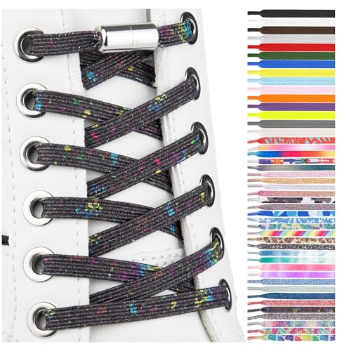 SULPO Elastische Schnürsenkel ohne Binden, flache Gummi Schuhbänder mit Metallkapseln, Schnellverschluss für Sneaker, Freizeit- und Sportschuhe, für Erwachsene & Kinder, 1 oder 2 Paar