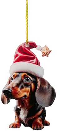 YEJAHY Dog Jewellery for the Christmas Tree, Funny Dog Hanging Accessories, Key Ring, Acrylic Charm Pendant, Christmas Decoration for Party (A)