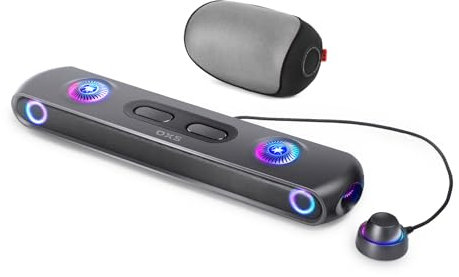 OXS Thunder Pro+ Soundbar da Gioco con Altoparlante Satellite da Collo Wireless, Sistema Audio Surround 7.1.2 Dolby Atmos, Woofer Integrato, Personalizzazione delle App, Effetti RGB, 3 Modalità Gamer