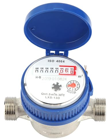 Kupfer 1,5 M3/h 0-40 ℃ Mechanischer Wasserzähler 15 Mm 1/2 Zoll Wasserdurchflussmesser, Klare Anzeige, Beliebiger Rotationszähler, für Haushalt, Garten