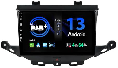 SXAUTO Android 14 [Built-in DAB] IPS Autoradio für Vauxhall Astra K/Buick Verano GS (2016-2020) - Eingebaut Carplay/Android Auto - Kamera + MIC - 4G+64G - DSP 360-CAM SWC Fast-Boot - 2 Din 9 Zoll