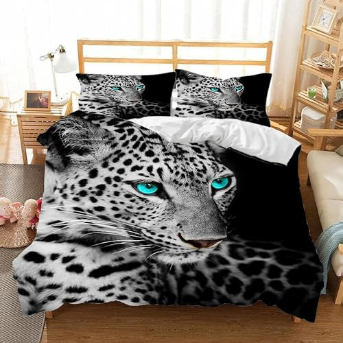 ZZTBQ Geparden Drucken Bettwäsche für Kinder 135x200 Kinderbettwäsche Bettbezug und Kissenbezug-Set Leopard Wild Animal Theme Einzelbettwäsche Set
