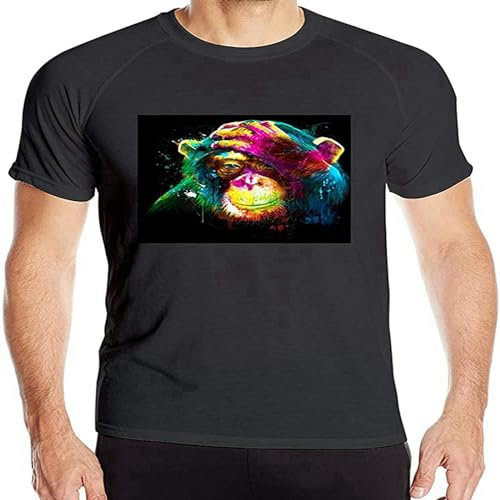 Colorful Animal Monkey Man Short Sleeve T-Shirt Dry Fit Running Shirts Black S