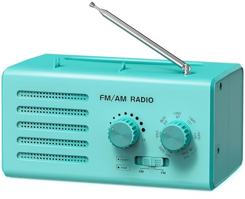Transistorradio – AM FM Tragbares Radio mit Bestem Empfang, Eingebautem Lautsprecher, Kopfhöreranschluss, unterstützt USB-Stromversorgung/Batteriebetrieben Radio für Zuhause/Outdoor/Camping(Cyanblau)