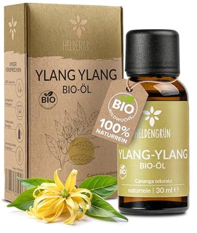 Heldengrün® BIO Ylang Ylang Öl [100% NATURREIN] Echtes Ylang-Ylang-Öl ätherisches Öl - Blumig, süß & exotisch - Düftöl Ylang - Essential Oil