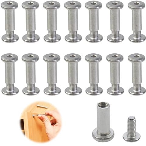 14 Stück Verbindungsschraube Möbelschrauben Hülsenschrauben, M4*10*Φ5mm Gewinde Verbindungsschraube mit Hülse Schrankverbinder zum Verbinden von Möbeln, Schränken, Holzbrettern