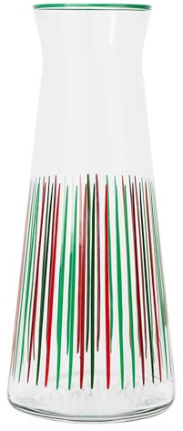 Pichets en verre à rayures rouges et vertes Talking Tables, carafes en verre à col étroit de 25 cm pour réfrigérateur, eau, lait, thé glacé, jus, boissons, carafe à vin, Noël, Père Noël secret