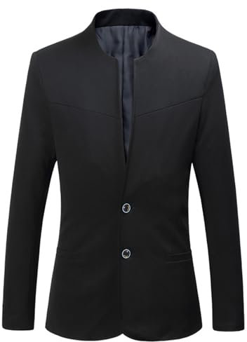 SRZYMJ Schwarz Herren Blazer Klassiche Anzugsakko Zweireiher Sakko Elegant Anzugjacke Slim Fit Hochzeit Sakko Business Anzugjacken Smoking Anzugsakkos Jackett Für Freizeit Party Anzug Hemd XXL