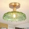 Vloitgol Vintage-Deckenleuchte mit lampenschirm Grüne glas, E27 25cm, Grün halbbündige Deckenleuchte Vintage Deckenlampe Glas für Flur Schlafzimmer Küche Esszimmer Wohnzimmer (Glühbirne nicht enthalt)