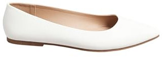 Yours - Pointed Ballet Pumps in Wide E & Extra Wide Eee Fit - Women's White