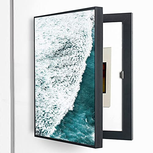 WiFi Router Storage Box，Fuse Box Cover Cabinet, Decorative Electric Meter Cover Modern Decorative Meter Box Counters Hide Paintings Electric Meter Cover Cover,40x50cm(Black)