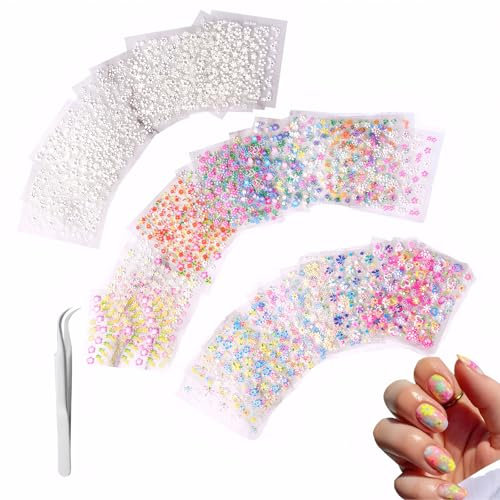 Nagelsticker Blumen,40 Blatt 3D Nagelsticker Frühling Selbstklebend,Nagelsticker Kinder,Nagel Sticker,Nagel Stickers,Designing Kann für DIY-Dekoration Nagelkunst,mit Pinzette