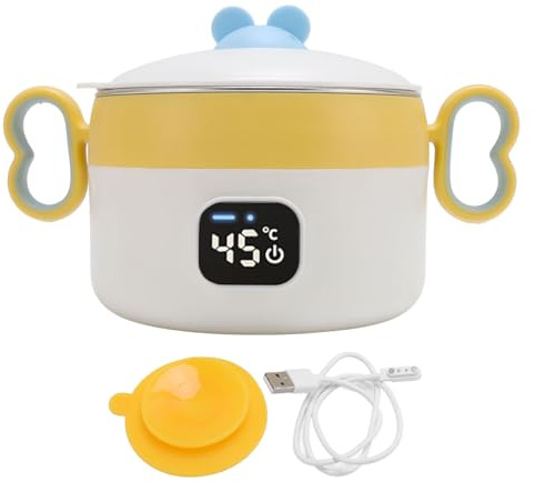 Bol de Réchauffeur de Nourriture Isolée, 450 Ml en Acier Inoxydable à Température Constante Chauffage électrique Boîte à Lunch Boîte à Tout-petit du Chauffage Alimentaire