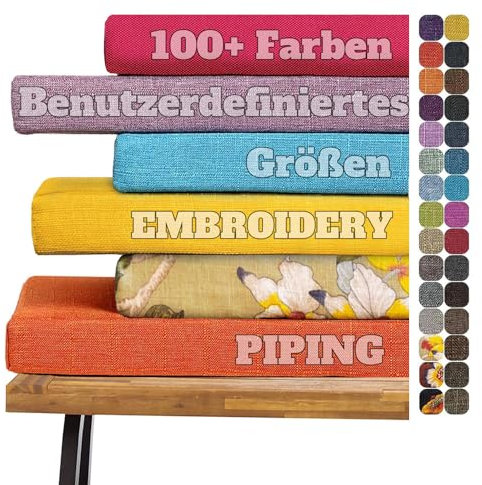 frides Benutzerdefinierte Bankkissen, Waschbar Abnehmbarem Bankauflage Stuhlkissen für Fensterbank, rutschfeste Bankpolster Schaukel Sitzkissen für Outdoor,Gartenmöbel,Terrasse,Drinnen (6CM)
