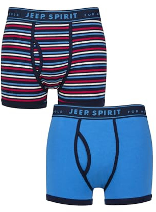 Jeep Spirit Men’s Cotton Knitted Trunks – 2 Pack Soft Boxer Briefs, Classic Fit, Breathable Everyday Underwear, Stretch Comfort Waistband, Sizes S–XL Dark Navy M